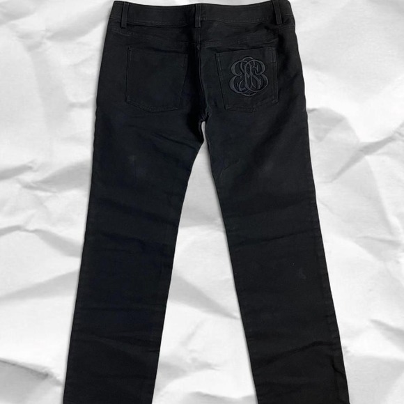 Vintage y2k Balenciaga low rise flared jeans with Big embroidered Logo in Black
